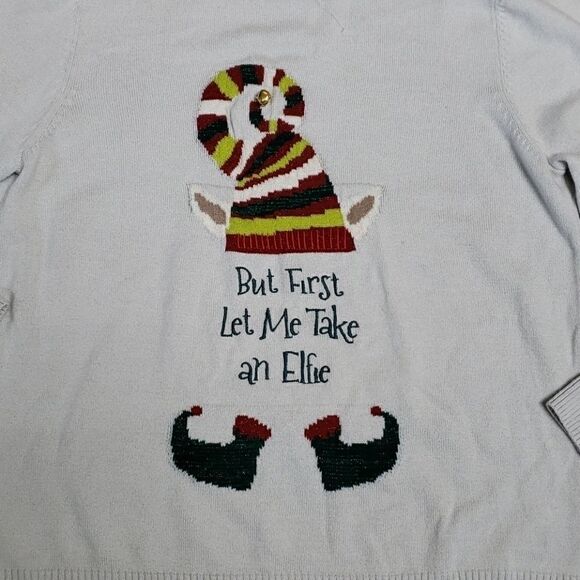 "BUT FIRST LET ME TAKE AN ELFIE" SWEATER - NEW - Picture 2 of 9